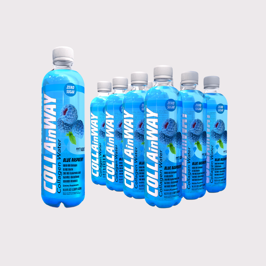 COLLAinWAY Collagen Water - Blue Raspberry Flavor (500ml) | Zero Sugar, Anti - Aging, Hydration Boost - COLLAinWAY