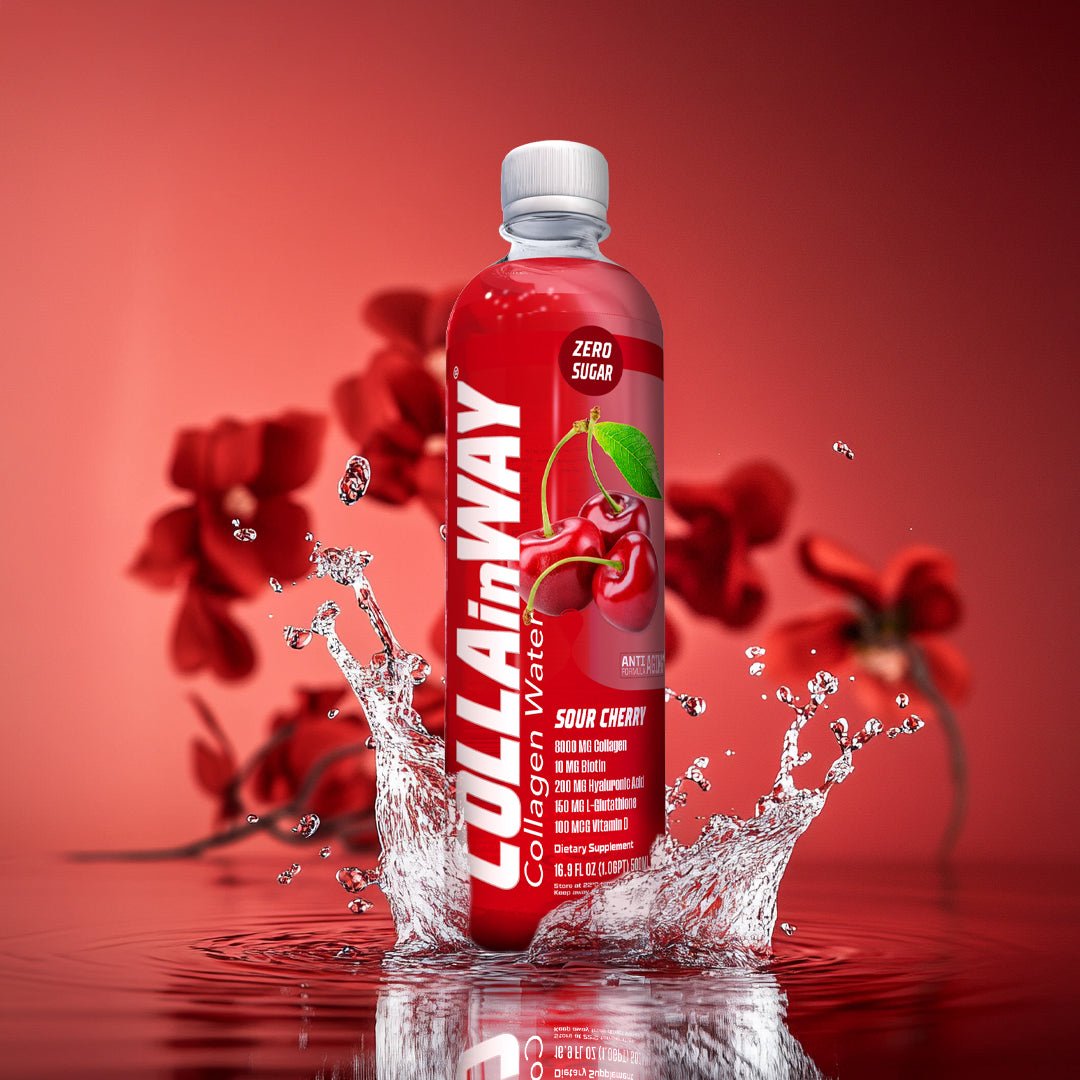 Sour Cherry Flavor (500ml) | Collagen Drink, Zero Sugar, Anti - Aging, Hydration Boost(Full Box 12 Bottles) - COLLAinWAY