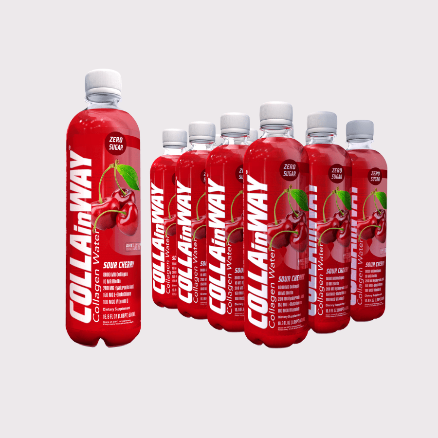 Sour Cherry Flavor (500ml) | Collagen Drink, Zero Sugar, Anti - Aging, Hydration Boost(Full Box 12 Bottles) - COLLAinWAY